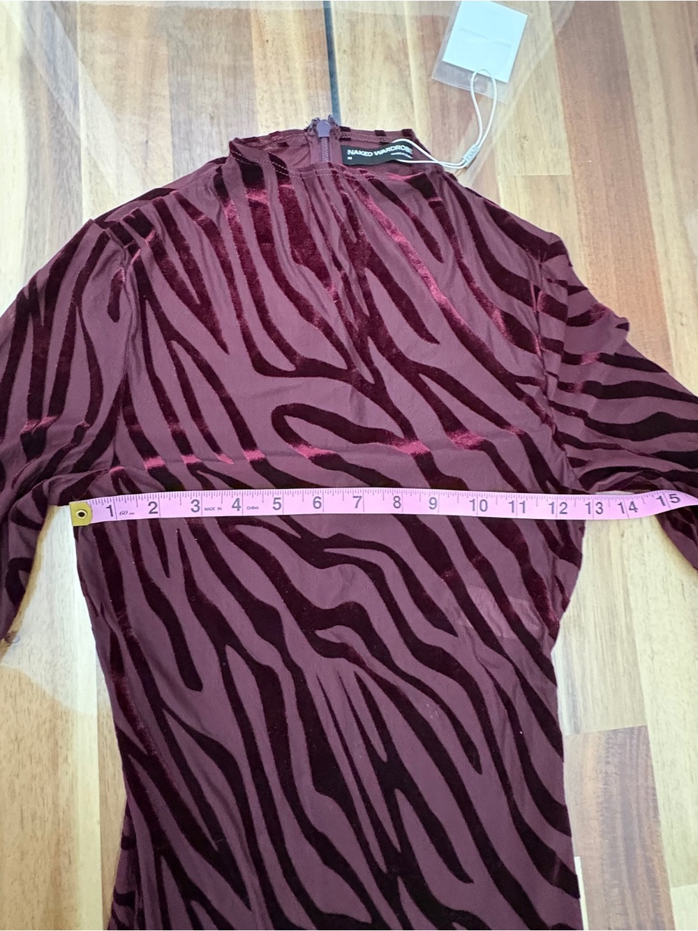 NWT Sz M Naked Wardrobe Burnout Closed Toe Jumpsuit Zebra in Dark Plum Burgundy - Picture 6 of 14